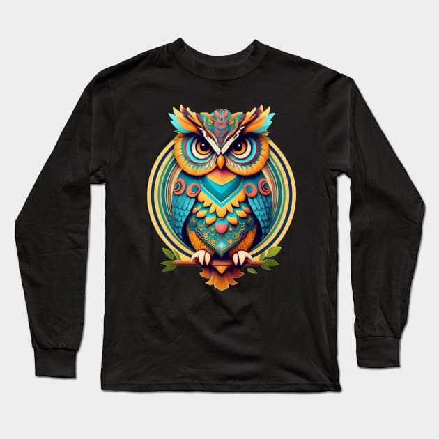 Cool Owl Graphic  Cute Graphic Design Illustration Long Sleeve T-Shirt by albaley